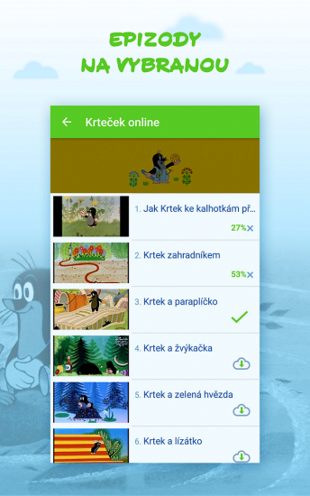Aplikace Pohádky_epizody na vybranou (zdroj Stream.cz)