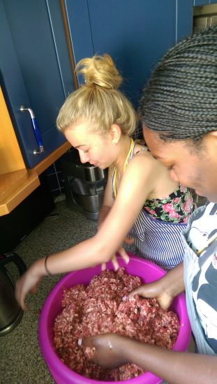 Getting the hamburgers ready