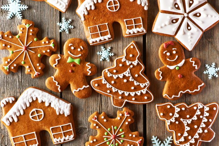 32349844 - christmas homemade gingerbread cookies on wooden table