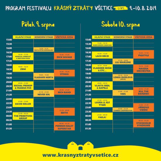 Program festivalu Krásný ztráty live Všetice