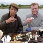 Bobby and Michael Moran eating Galway oysters